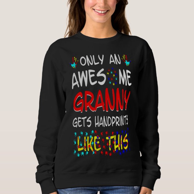 Fantastisk Granny får handavtryck som denna autism T Shirt (Framsida)