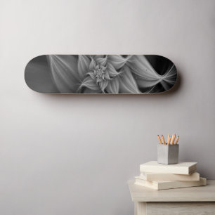 Fantastisk Grått Flower Fractal Mini Skateboard Bräda 18,5 Cm
