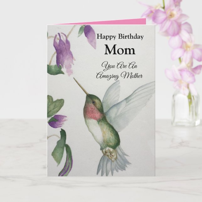 Fantastisk Grattis på födelsedagen Hummingbird Kort (Orkide)