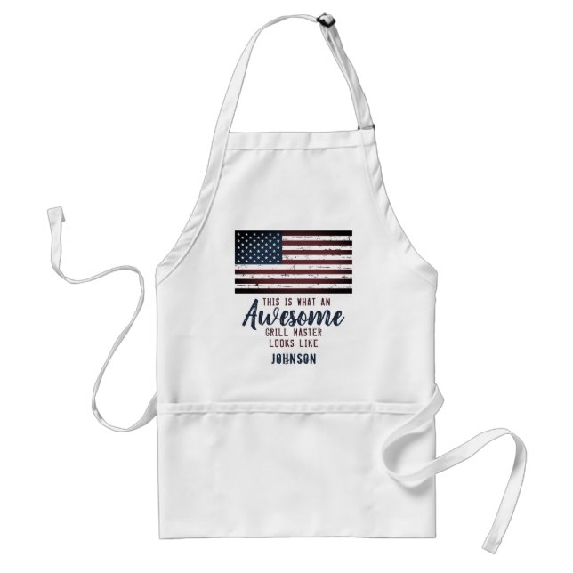 Fantastisk Grill Master Patriotic American Flagga Förkläde (Framsidan)