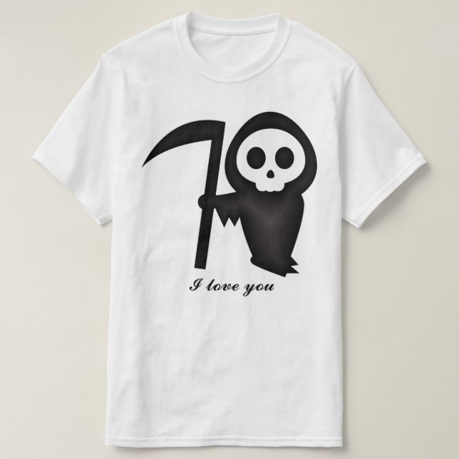 Fantastisk Grim Reaper I kärlek du Death Skeleton T Shirt (Design framsida)