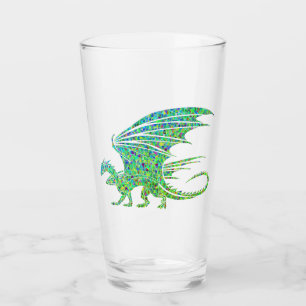Fantastisk Grön Mosaikdrake Glaskopp
