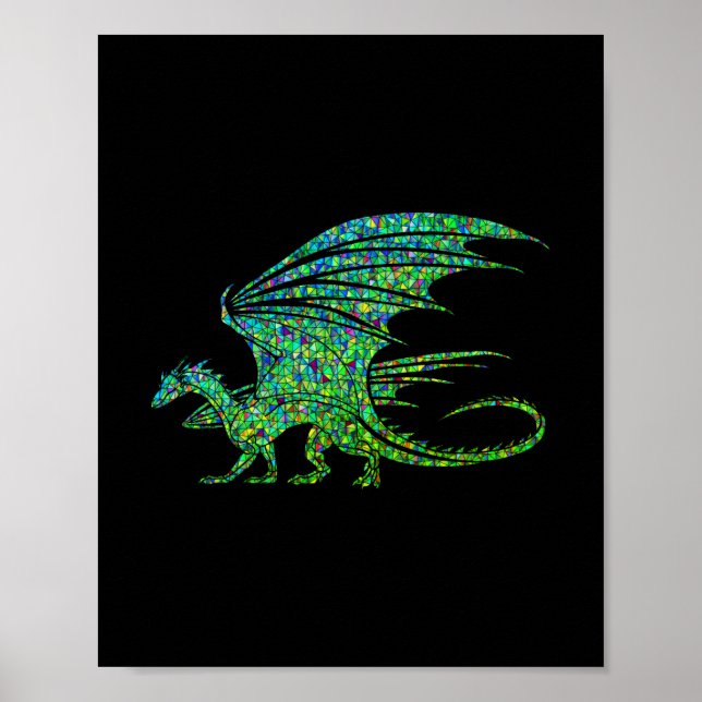 Fantastisk Grön Mosaikdrake  Poster (Framsidan)
