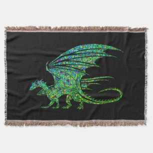 Fantastisk Grönt Dragon Mosaic Filt
