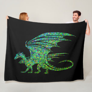 Fantastisk Grönt Dragon Mosaic Fleecefilt