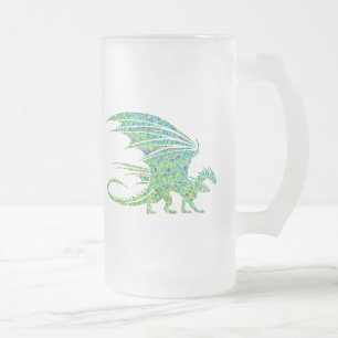Fantastisk Grönt Dragon Mosaic Frostat Ölglas