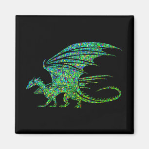 Fantastisk Grönt Dragon Mosaic Magnet