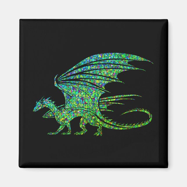 Fantastisk Grönt Dragon Mosaic  Magnet (Framsidan)