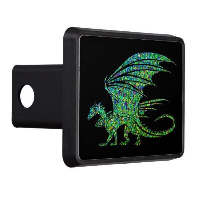 Fantastisk Grönt Mosaic Dragon  Dragkroksskydd (Höger)
