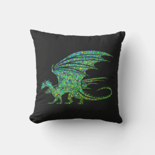 Fantastisk Grönt Mosaic Dragon Kudde