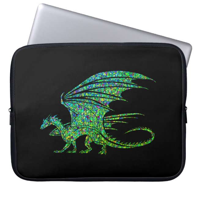 Fantastisk Grönt Mosaic Dragon Laptop Fodral (Framsidan)