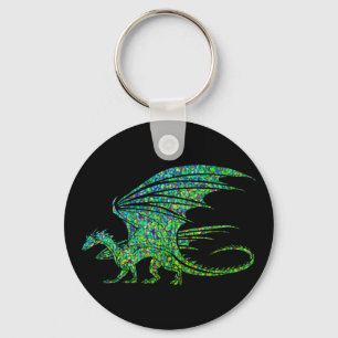 Fantastisk Grönt Mosaic Dragon Nyckelring
