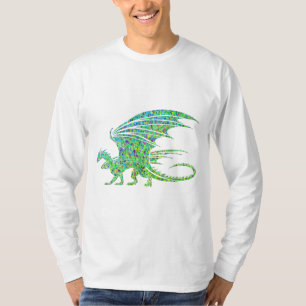 Fantastisk Grönt Mosaic Dragon T Shirt
