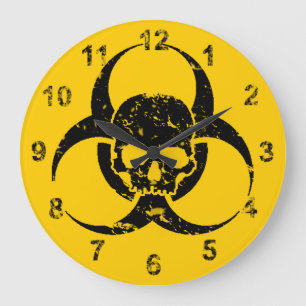 Fantastisk Grunge Biohazard Symbol och skalle Stor Klocka