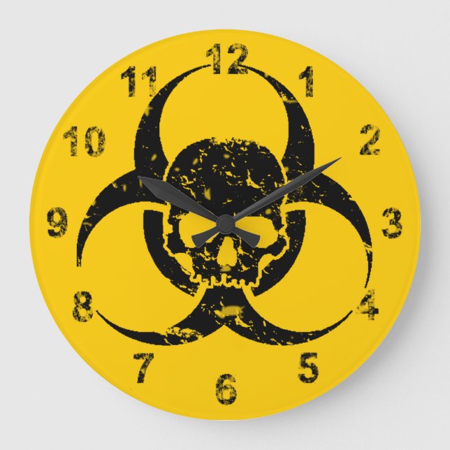 Fantastisk Grunge Biohazard Symbol och skalle Stor Klocka (Framsida)