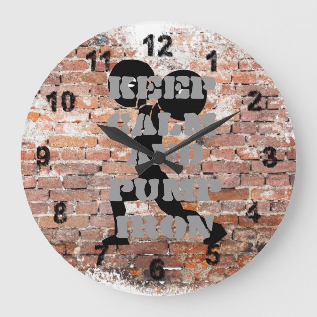 FANTASTISK GRUNGE BRICK WALL WEIGHTLIFTING STOR KLOCKA (Framsida)