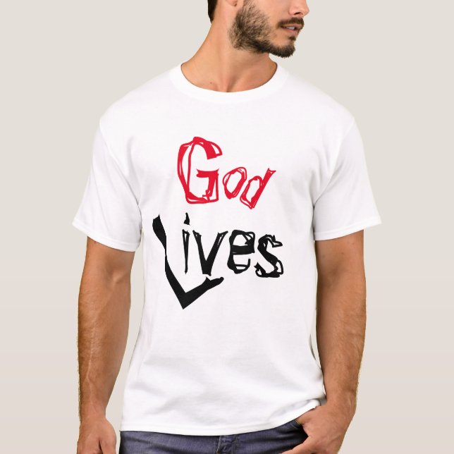 Fantastisk Gud lever Snyggt  inspirationell Religi T Shirt (Framsida)