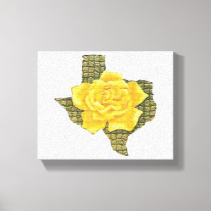 Fantastisk Gul ros i Texas Mönster blomma Canvastryck