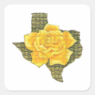 Fantastisk Gul ros i Texas Mönster blomma Fyrkantigt Klistermärke