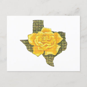 Fantastisk Gul ros i Texas Mönster blomma Helg Vykort