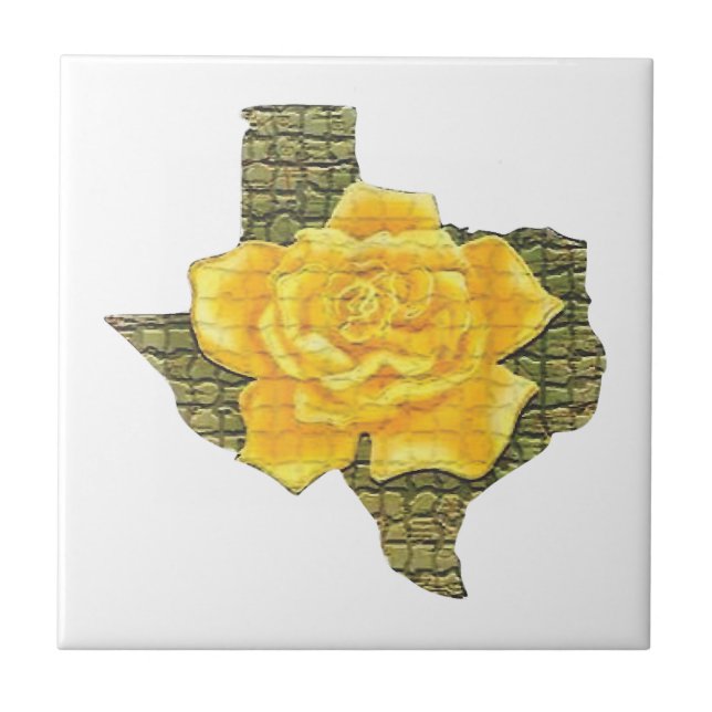 Fantastisk Gul ros i Texas Mönster blomma Kakelplatta (Framsidan)