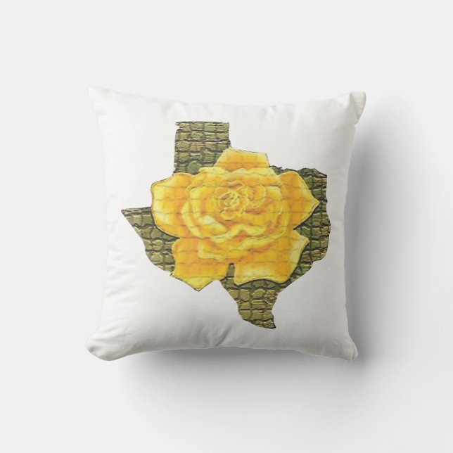 Fantastisk Gul ros i Texas Mönster blomma Kudde (Framsida)