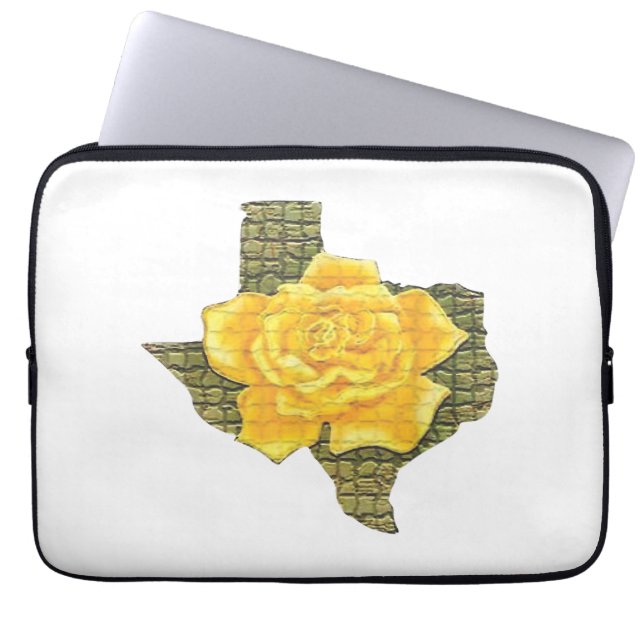 Fantastisk Gul ros i Texas Mönster blomma Laptop Fodral (Framsidan)