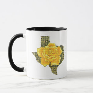 Fantastisk Gul ros i Texas Mönster blomma Mugg