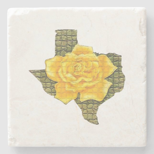 Fantastisk Gul ros i Texas Mönster blomma Stenunderlägg (Framsidan)