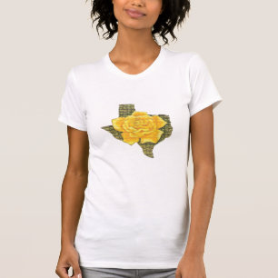 Fantastisk Gul ros i Texas Mönster blomma T Shirt