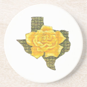 Fantastisk Gul ros i Texas Mönster blomma Underlägg