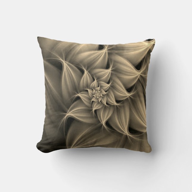 Fantastisk Guld Flower Fractal Kudde (Framsida)
