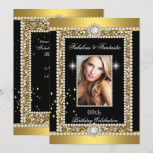 Fantastisk Guld Svart Glamour Hollywood Diamant Inbjudningar