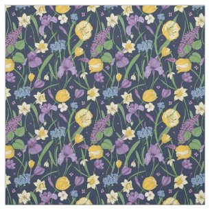 Fantastisk Gult och Lila Blommigt Fabric Tyg