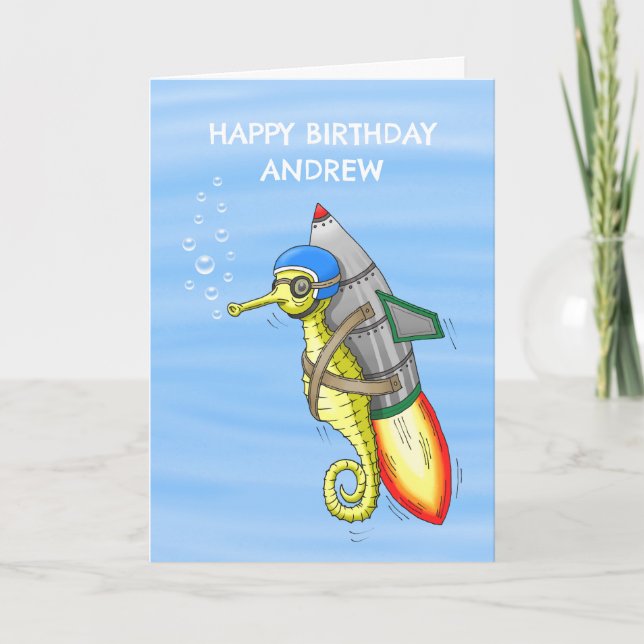 Fantastisk Gult Rocket Seahorse Kort (Framsida)