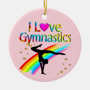 FANTASTISK GYMNAST GIRL I GYMNASTISK KONSTRUKTION JULGRANSPRYDNAD KERAMIK