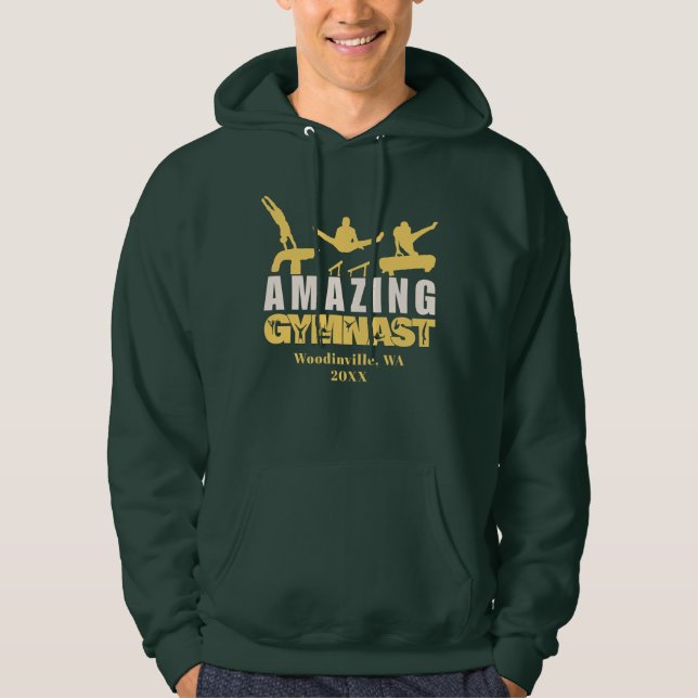 Fantastisk Gymnast-platsdatum Namn Hoodie (Framsida)
