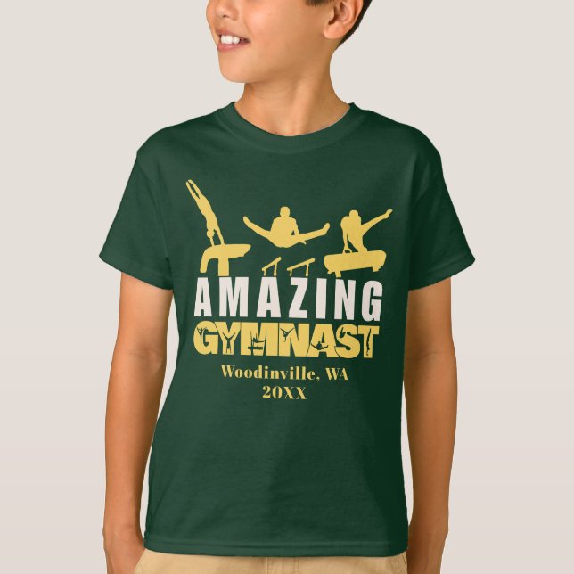 Fantastisk Gymnast-platsdatum Namn T Shirt (Framsida)