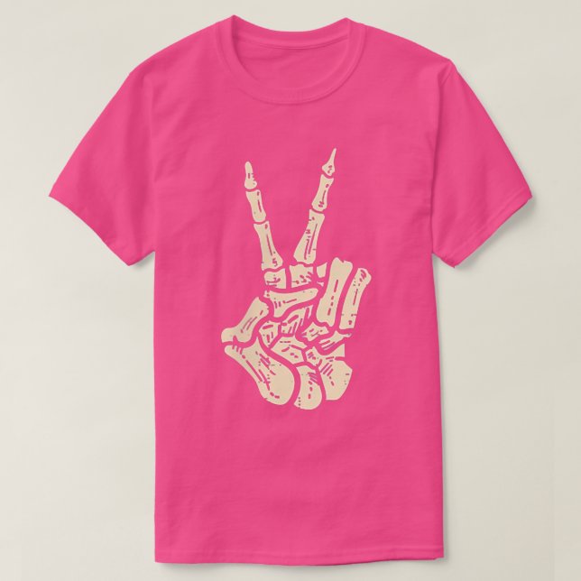 Fantastisk Halloween Skeleton Hand Fredstecken Fun T Shirt (Design framsida)