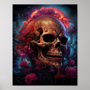 Fantastisk Halloween-skullkonst i Lila Ro Poster