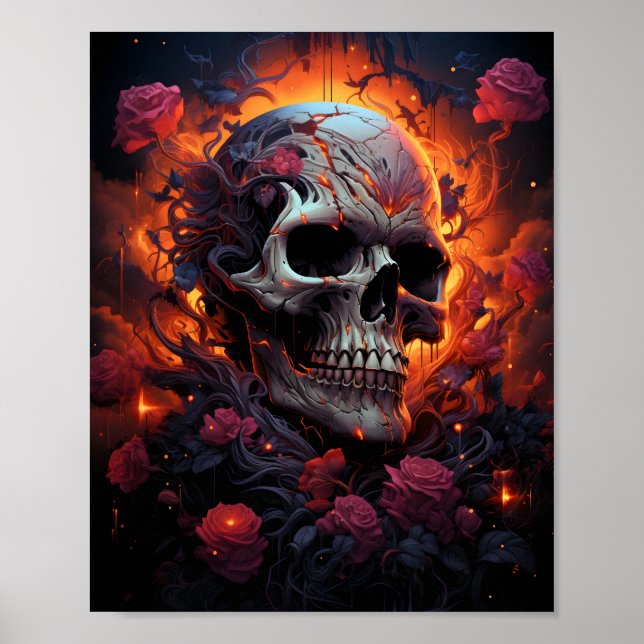 Fantastisk Halloween-skullkonst i Lila Ro Poster (Framsidan)