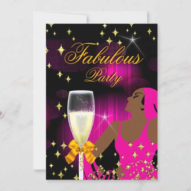 Fantastisk het rosa glitter-diva födelsedagsfest inbjudningar (Framsida)