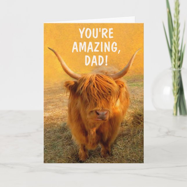 Fantastisk Highland Steer Fars dag Card Kort (Framsida)