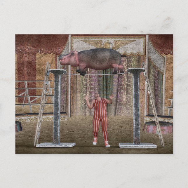 Fantastisk Hippopotamus Helg Vykort (Framsida)