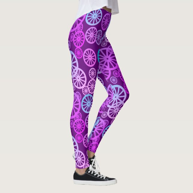 Fantastisk Hjulcirkel Mönster Pastel Färg Leggings (Höger)