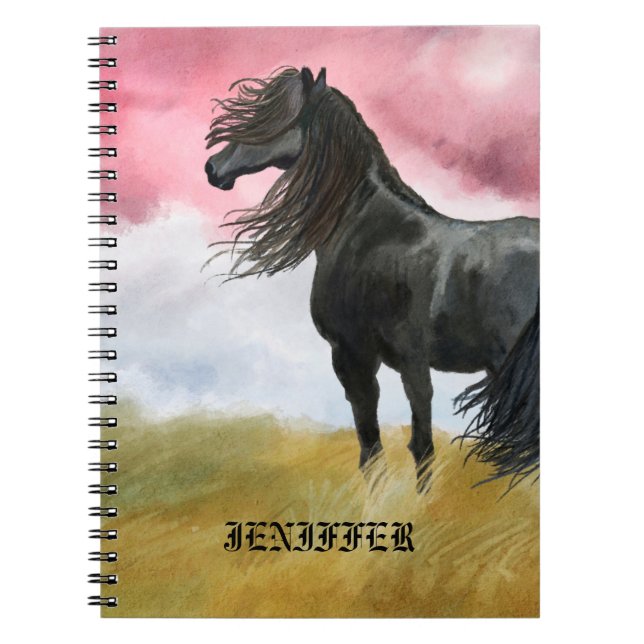 Fantastisk Horse Watercolor Anteckningsbok (Framsidan)