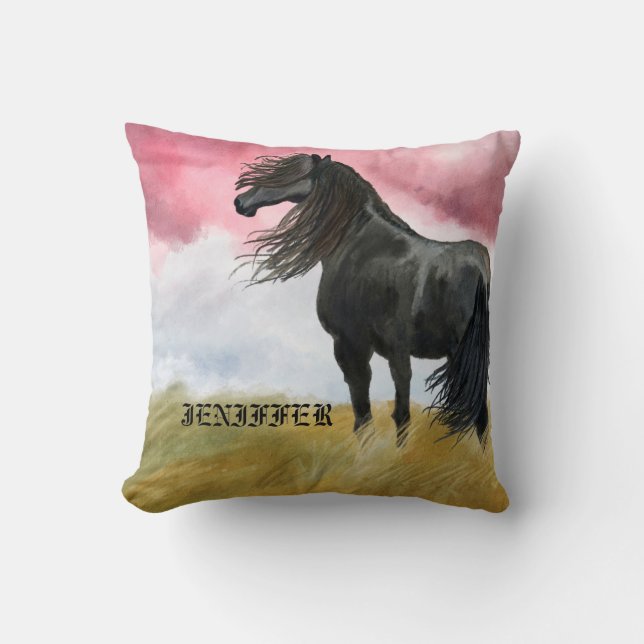 Fantastisk Horse Watercolor Kudde (Framsida)