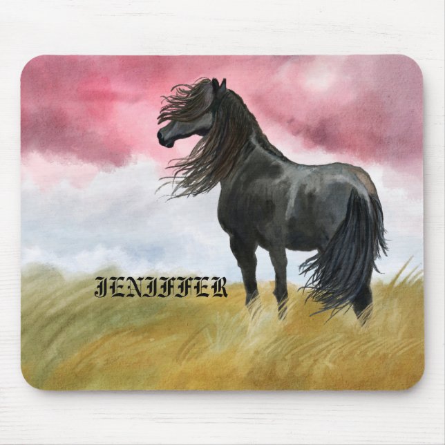 Fantastisk Horse Watercolor Musmatta (Framsidan)
