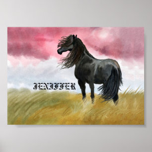 Fantastisk Horse Watercolor Poster