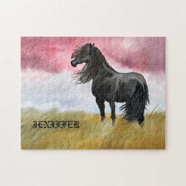 Fantastisk Horse Watercolor Puzzle Pussel (Horisontell)